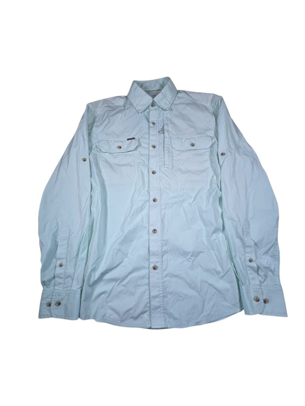 Poncho Mens Blue Slim Fit Long Sleeve Button Up Shirt Size Medium Outdoors
